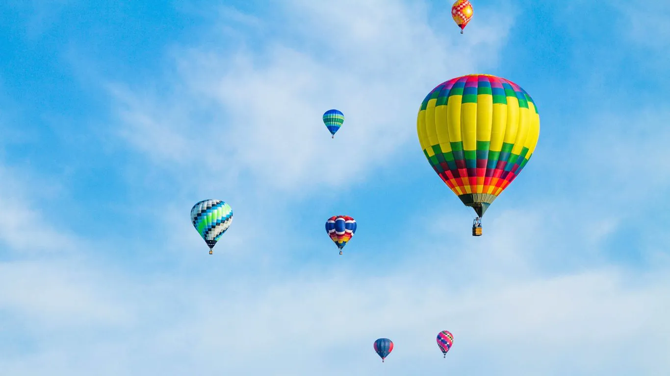 Balloons over landscape